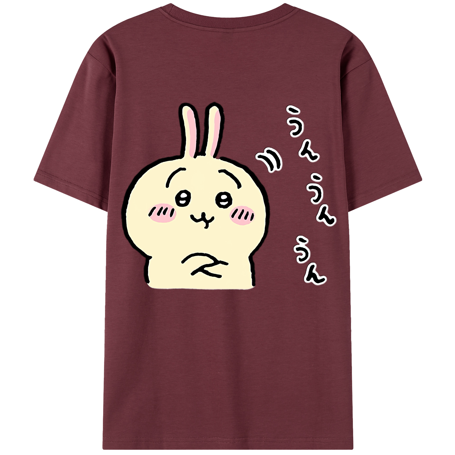 （画像用） ちいかわ うさぎ Chii-kawa usagi 綿100％半袖Tシャツ（背面プリント）